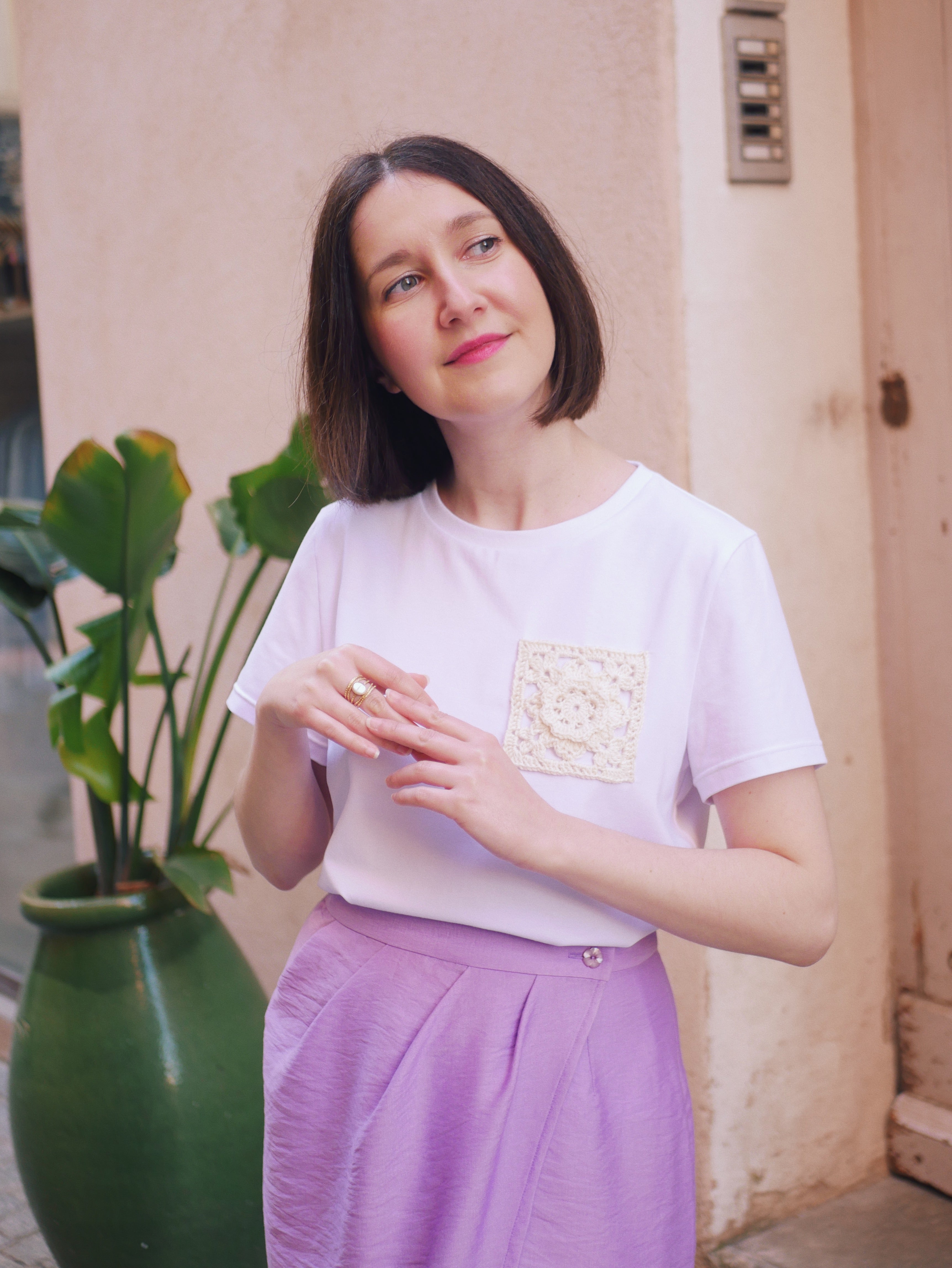T-shirt Florea avec empiècement crochet, patron de couture femme - Volantée Couture