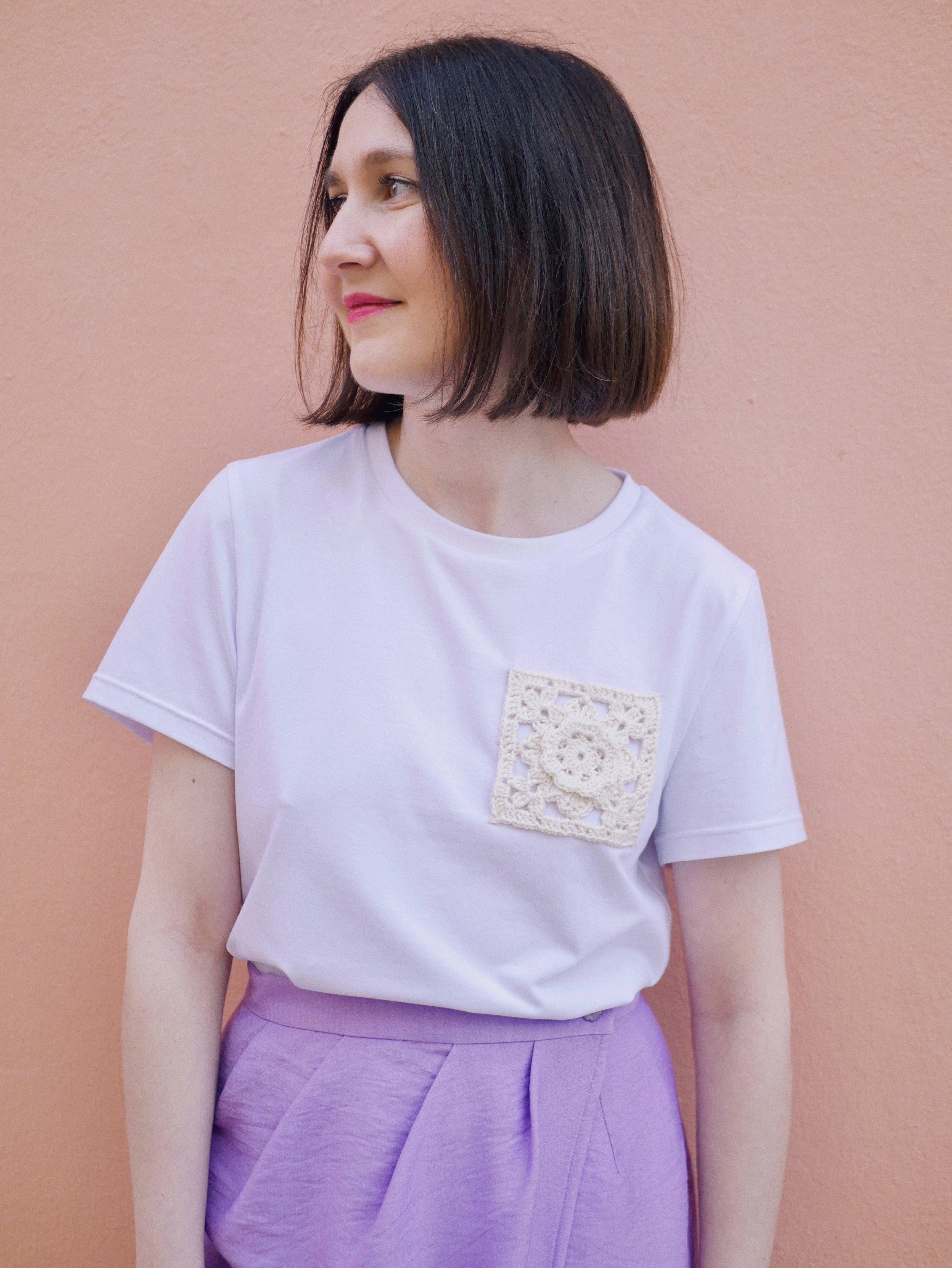 Zoom sur le T-shirt Florea Patron de couture et de crochet femme Volantée Couture